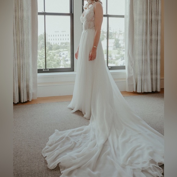 Justin Alexander A-line Wedding Dress Ivory/Nude,Tag Size 8/Street Size 4,#88003 - Picture 6 of 16